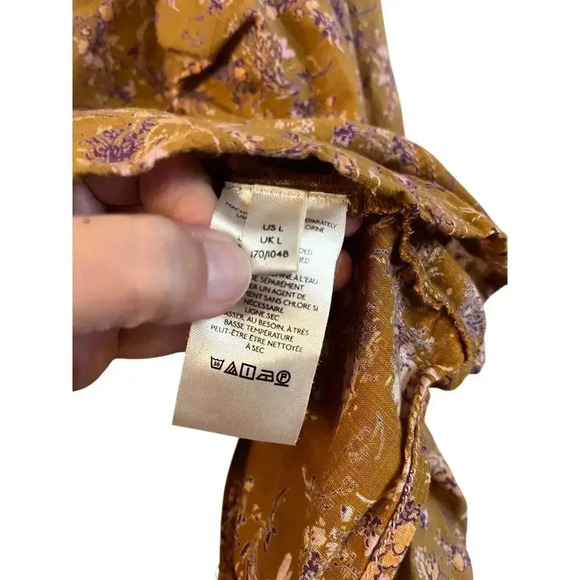 Free People Monica Top Corset Style Back Cut Out 3/4 Sleeve Shirt Size Large - Picture 5 of 7